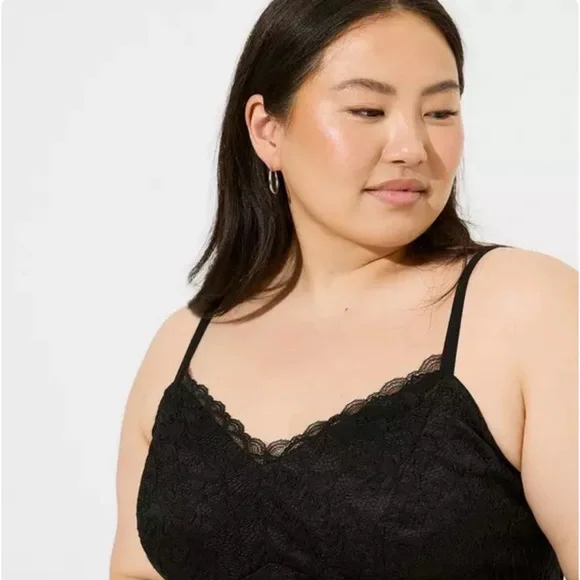 Torrid Babydoll Tank Top Black Lace size 1 - Picture 2 of 6